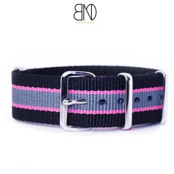 NATO Strap black pink grey 20mm