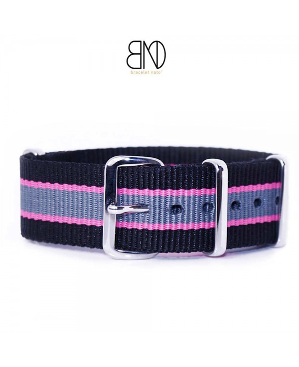 NATO Strap black pink grey 20mm