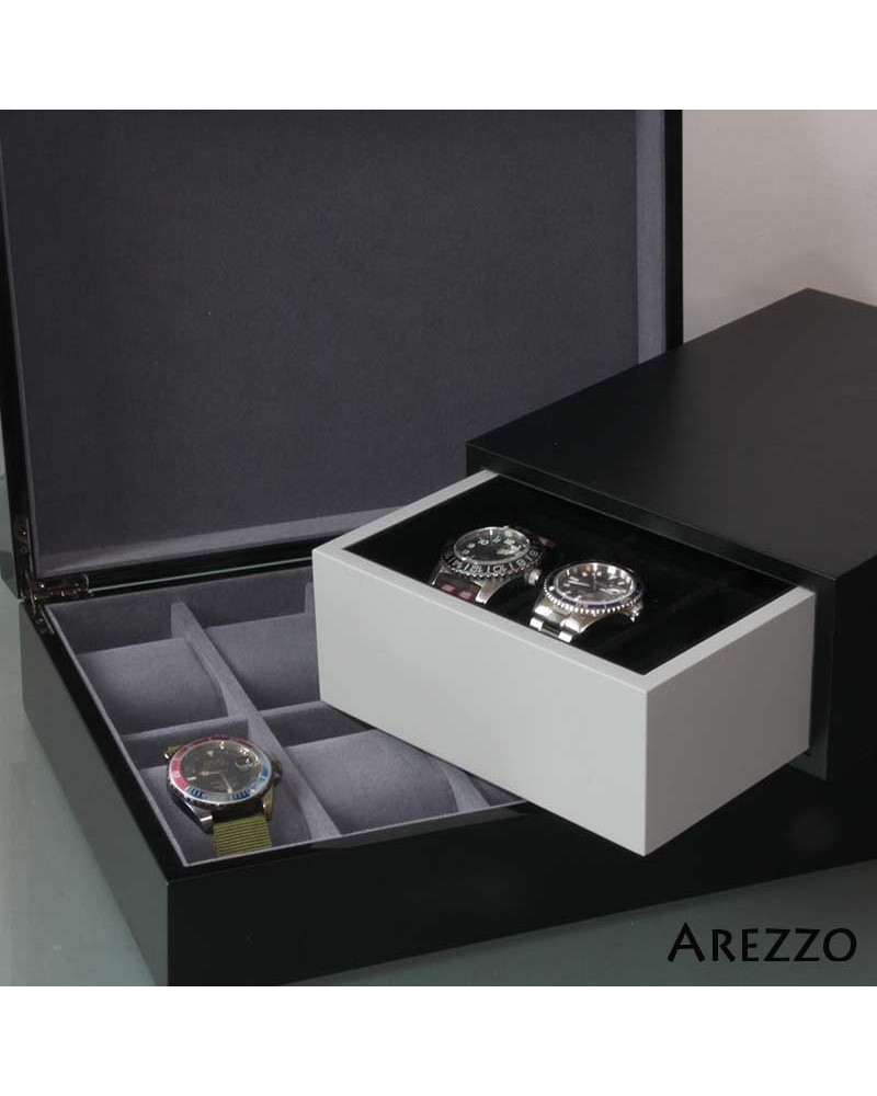 Coffret 10 montres Laque noire brillante AREZZO