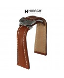 Bracelet Hirsch NAVIGATOR marron doré 22mm avec boucle deployante inox