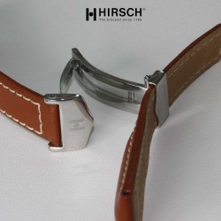 Bracelet Hirsch NAVIGATOR marron doré 22mm avec boucle deployante inox