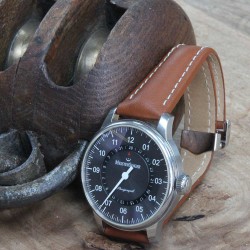 Bracelet Hirsch NAVIGATOR marron doré 22mm avec boucle deployante inox