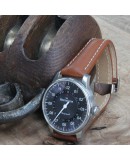 Watchstrap Hirsch NAVIGATOR 22mm goldbrown with deployment buckle