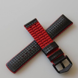 Watchstrap Hirsch AYRTON Red 22mm and Carbone Leather