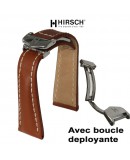 Bracelet Hirsch NAVIGATOR marron doré 22mm avec boucle deployante inox