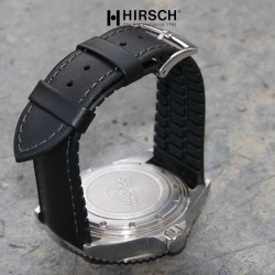 Bracelet Hirsch JAMES cuir lisse Performance noir 22mm