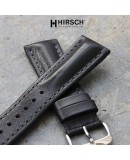 Bracelet Hirsch LUCCA noir  20mm cuir toscan