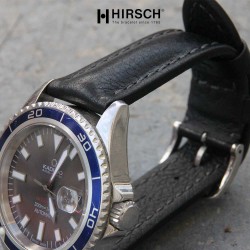 Bracelet Hirsch LUCCA noir  20mm cuir toscan