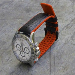 Watchstrap Hirsch AYRTON orange 20mm and Carbone Leather