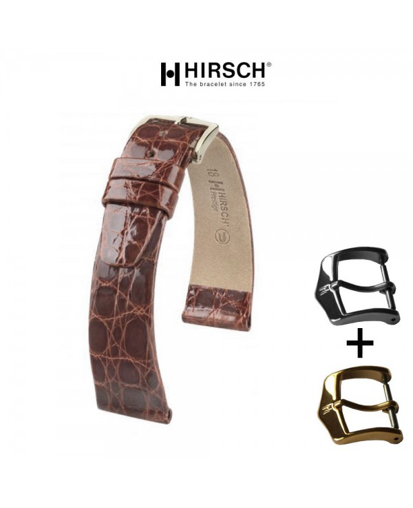 Watchstrap Hirsch PRESTIGE CROCO dark brown 18mm Watchstrap Hirsch PRESTIGE CROCO dark brown 18mm