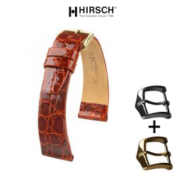 Watchstrap Hirsch PRESTIGE CROCO gold brown 18mm