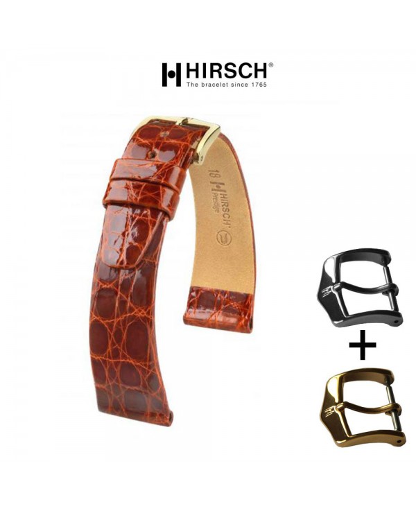 Watchstrap Hirsch PRESTIGE CROCO gold brown 18mm