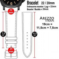 Watchstrap Arezzo BRUTUS 22mm Vintage black Leather red stiches
