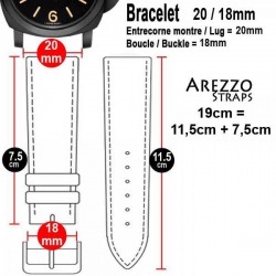 Watchstrap Arezzo BRUTUS 20mm Vintage black Leather red stiches