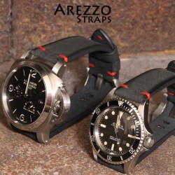 Arezzo Strap BRUTUS 24mm cuir brut noir couture rouge