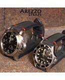 Arezzo Strap BRUTUS 24mm cuir brut noir couture rouge