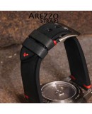 Arezzo Strap BRUTUS 24mm cuir brut noir couture rouge