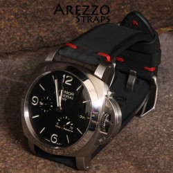 Arezzo Strap BRUTUS 24mm cuir brut noir couture rouge
