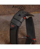 Arezzo BRUTUS 20mm cuir brut noir couture rouge