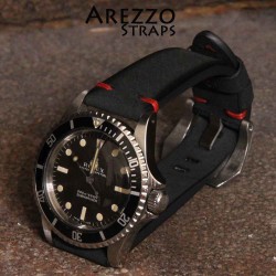 Watchstrap Arezzo BRUTUS 20mm Vintage black Leather red stiches