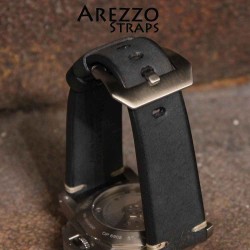 Arezzo BRUTUS 24mm cuir brut noir couture beige