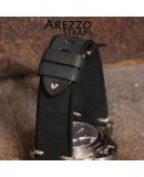 Arezzo BRUTUS 24mm cuir brut noir couture beige