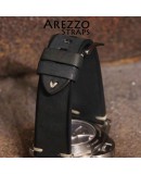 Watchstrap Arezzo BRUTUS 24mm Vintage black Leather white stiches