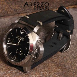 Arezzo BRUTUS 24mm cuir brut noir couture beige