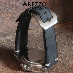 Arezzo BRUTUS 20mm cuir brut noir couture beige