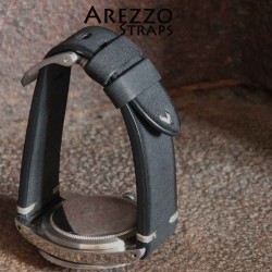 Arezzo BRUTUS 20mm cuir brut noir couture beige