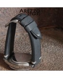 Arezzo BRUTUS 20mm cuir brut noir couture beige