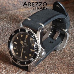 Watchstrap Arezzo BRUTUS 20mm Vintage black Leather white stiches