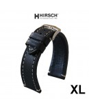 Bracelet XL Hirsch Liberty Noir 22mm couture blanche