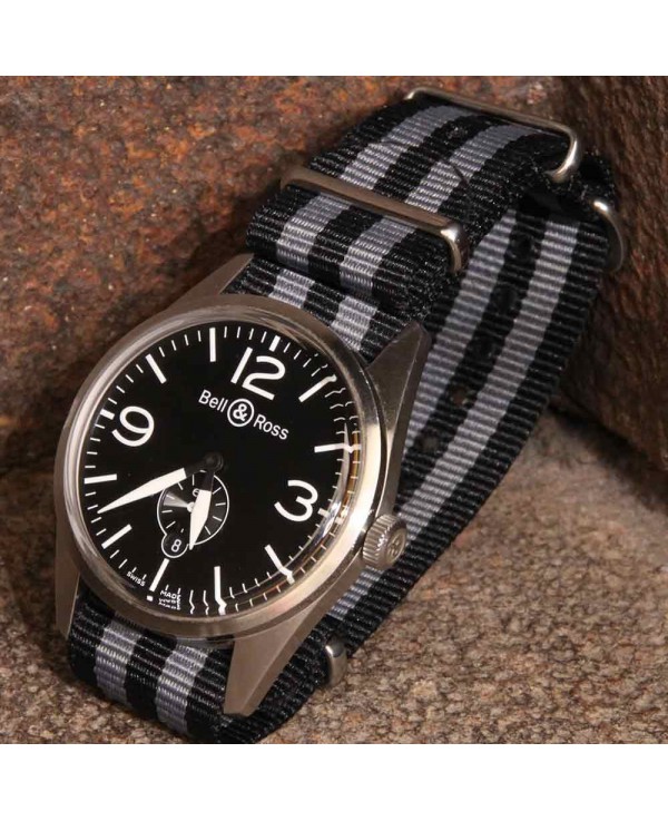 NATO Strap James Bond Black Grey 22mm