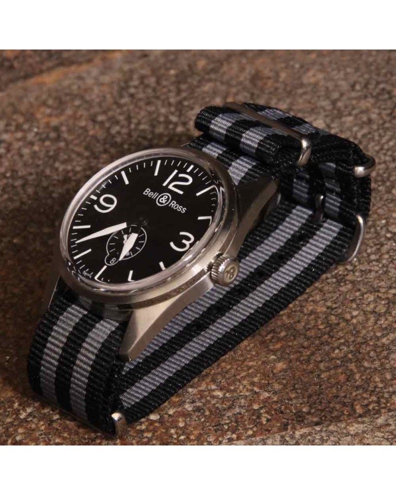 NATO Strap James Bond Black Grey 22mm