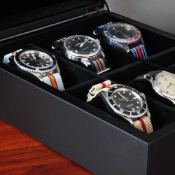 Watchbox black wood for 6 watches AREZZO