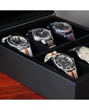 Watchbox black wood for 6 watches AREZZO