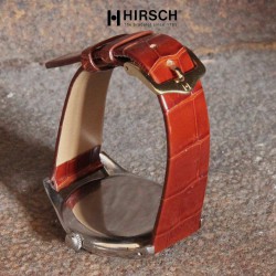 Watchstrap Hirsch PRESTIGE CROCO gold brown 18mm