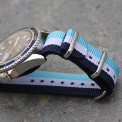 Bracelet NATO 20mm bleu blanc ciel