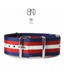 Bracelet NATO 20mm bleu rouge sable