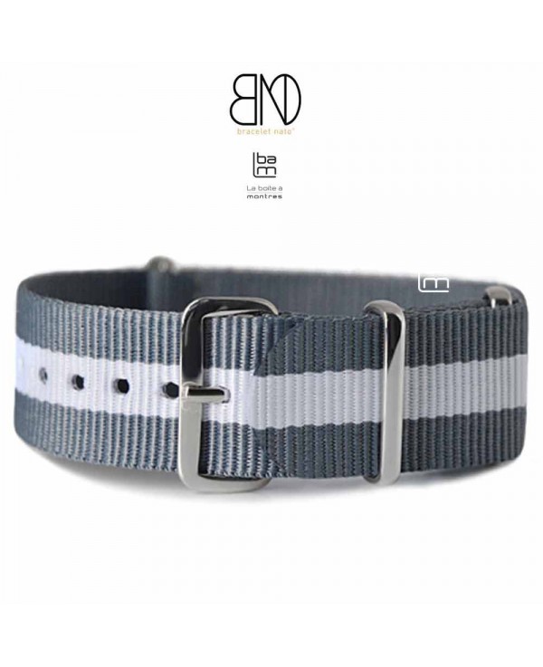 NATO Strap grey with white center 20mm