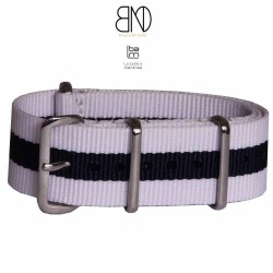 NATO Strap white with black center 20mm