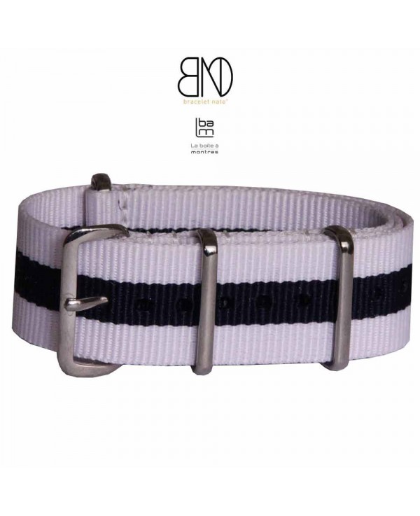 NATO Strap white with black center 20mm