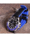 Watchstrap Hirsch AYRTON Blue 20mm and Carbone Leather