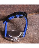 Bracelet Hirsch AYRTON Caoutchouc Bleu 22mm Cuir Carbone