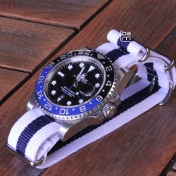 NATO Strap white with blue center 20mm