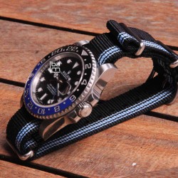Bracelet NATO Noir Bleu Alpine 20mm