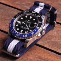 NATO 20mm Bleu marine centre blanc