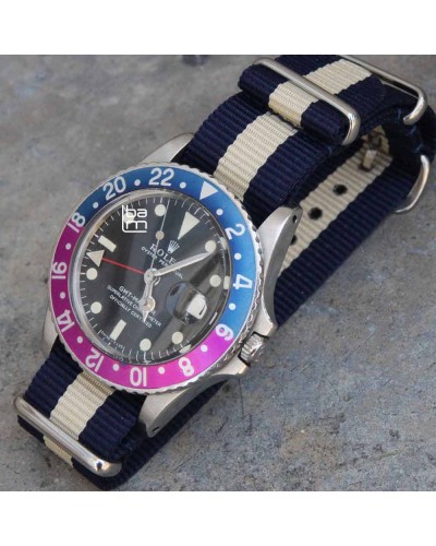 NATO Strap blue beige blue vintage 20mm