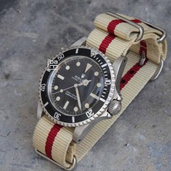 Bracelet NATO 20mm beige filet rouge